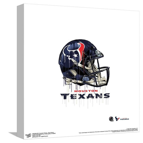 Gallery Pops NFL Houston Texans - Drip Helmet Canvas Wall Art, Unframed Version, 12" x 12"