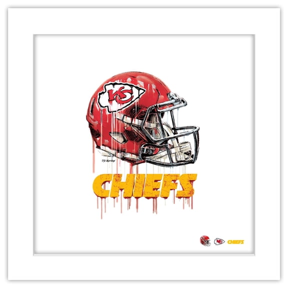 Gallery Pops NFL Kansas City Chiefs - Drip Helmet Wall Art, White Framed Version, 12" x 12"