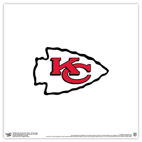 Gallery Pops NFL Kansas City Chiefs - Primary Mark Wall Art, Unframed Version, 12" x 12"