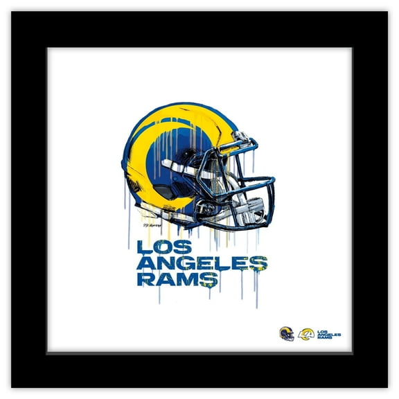 Gallery Pops NFL Los Angeles Rams - Drip Helmet Wall Art, Black Framed Version, 12" x 12"