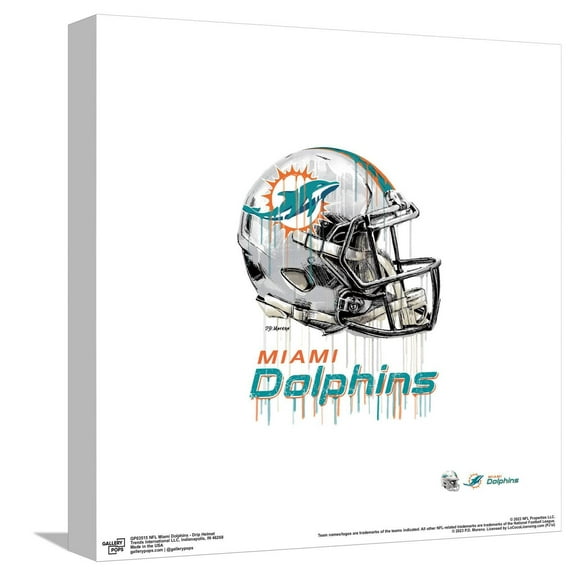 Gallery Pops NFL Miami Dolphins - Drip Helmet Canvas Wall Art, Unframed Version, 12" x 12"