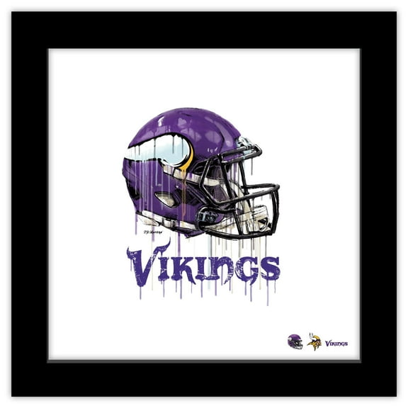 Gallery Pops NFL Minnesota Vikings - Drip Helmet Wall Art, Black Framed Version, 12" x 12"