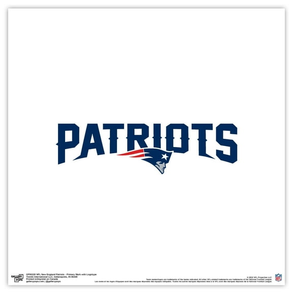 Gallery Pops NFL New England Patriots - Primary Mark Logotype Wall Art, Unframed Version, 12" x 12"