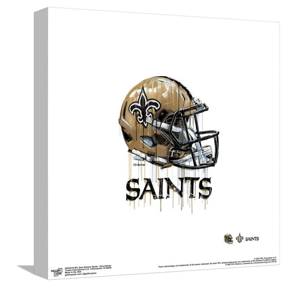Gallery Pops NFL New Orleans Saints - Drip Helmet Canvas Wall Art, Unframed Version, 12" x 12"