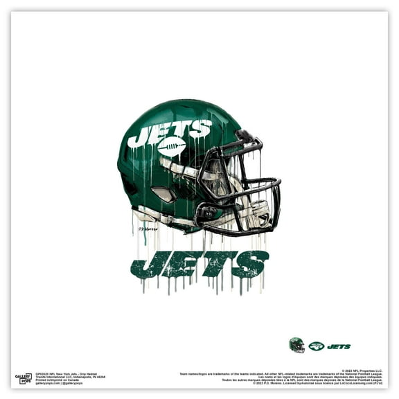 Gallery Pops NFL New York Jets - Drip Helmet Wall Art, Unframed Version, 12" x 12"