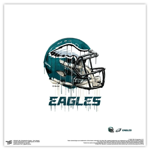 Gallery Pops NFL Philadelphia Eagles - Drip Helmet Wall Art, Unframed Version, 12" x 12"