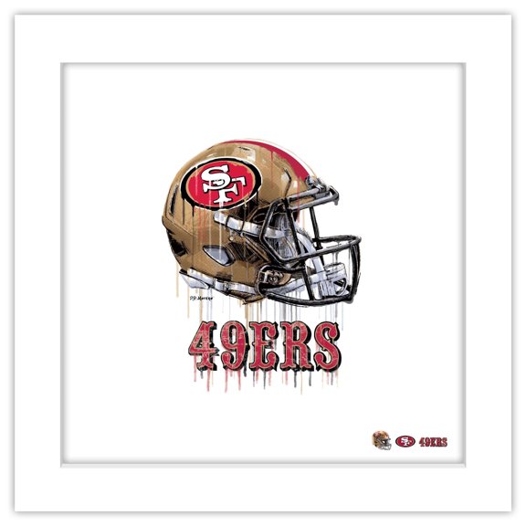Gallery Pops NFL San Francisco 49ers - Drip Helmet Wall Art, White Framed Version, 12" x 12"