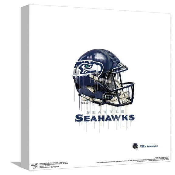 Gallery Pops NFL Seattle Seahawks - Drip Helmet Canvas Wall Art, Unframed Version, 12" x 12"
