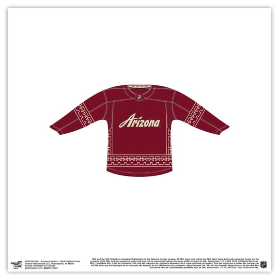 Gallery Pops NHL - Arizona Coyotes - Third Uniform Front Wall Art, Unframed Version, 12" x 12"