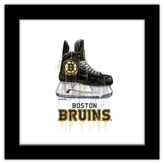 Gallery Pops NHL Boston Bruins - Drip Skate Wall Art, Black Framed Version, 12" x 12"