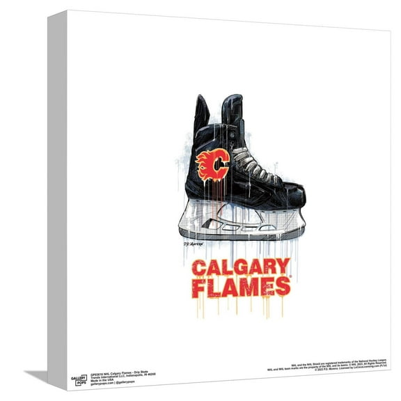 Gallery Pops NHL Calgary Flames - Drip Skate Canvas Wall Art, Unframed Version, 12" x 12"