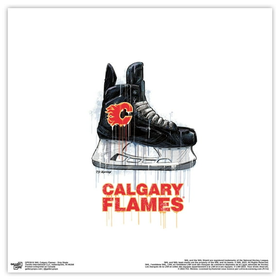 Gallery Pops NHL Calgary Flames - Drip Skate Wall Art, Unframed Version, 12" x 12"