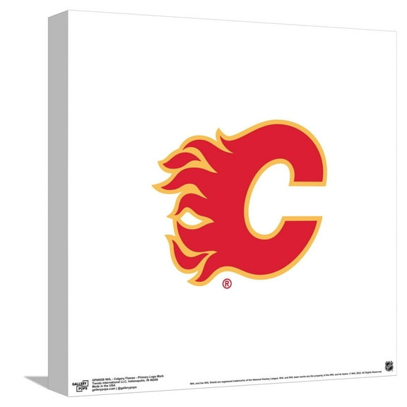 Gallery Pops NHL Calgary Flames - Primary Logo Mark Canvas Wall Art, Unframed Version, 12" x 12"