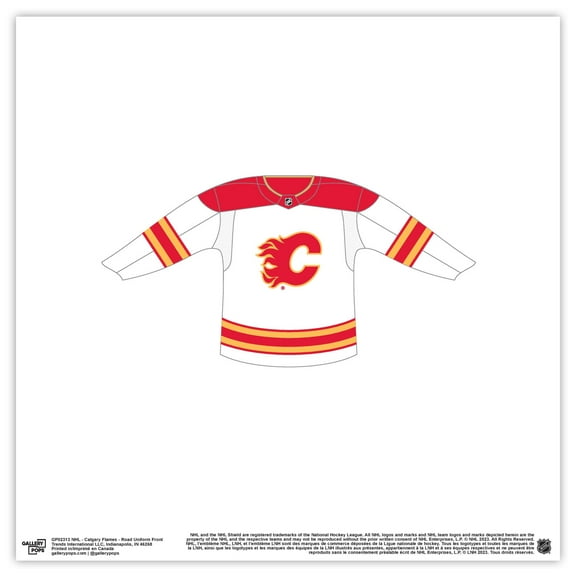 Gallery Pops NHL - Calgary Flames - Road Uniform Front Wall Art, Unframed Version, 12" x 12"