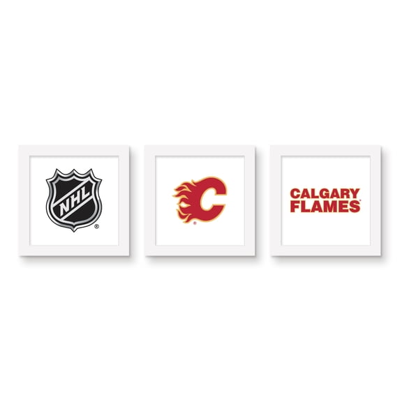 Gallery Pops NHL Calgary Flames - Team Wall Art Bundle (3-Pack), White Framed Version, 12" x 12"
