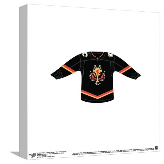 Gallery Pops NHL - Calgary Flames - Third Uniform Front Canvas Wall Art, Unframed Version, 12" x 12"