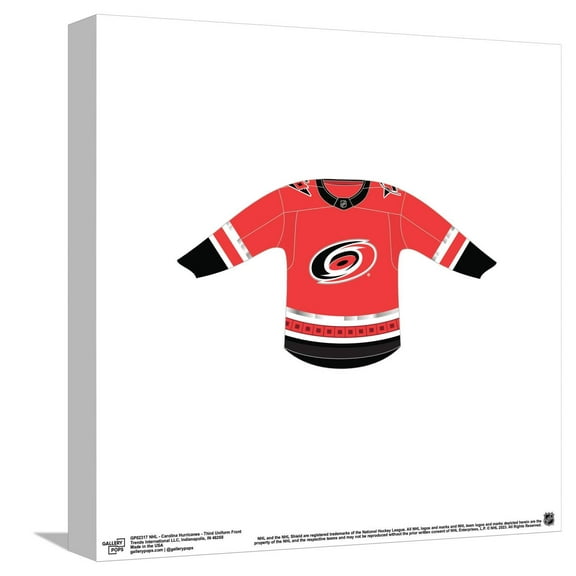 Gallery Pops NHL - Carolina Hurricanes - Third Uniform Front Canvas Wall Art, Unframed Version, 12" x 12"
