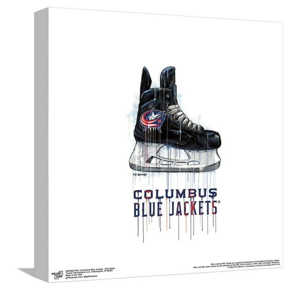 Gallery Pops NHL Columbus Blue Jackets - Drip Skate Canvas Wall Art, Unframed Version, 12" x 12"