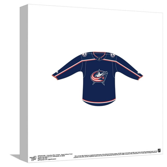 Gallery Pops NHL - Columbus Blue Jackets - Home Uniform Front Canvas Wall Art, Unframed Version, 12" x 12"