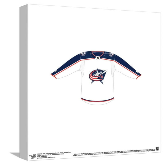 Gallery Pops NHL - Columbus Blue Jackets - Road Uniform Front Canvas Wall Art, Unframed Version, 12" x 12"