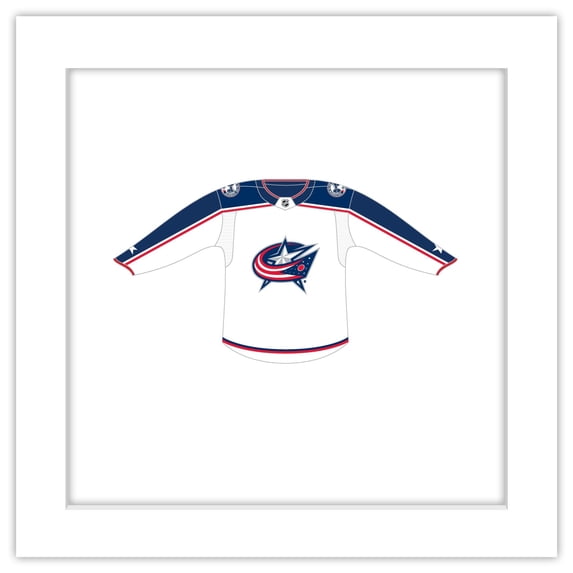 Gallery Pops NHL - Columbus Blue Jackets - Road Uniform Front Wall Art, White Framed Version, 12" x 12"