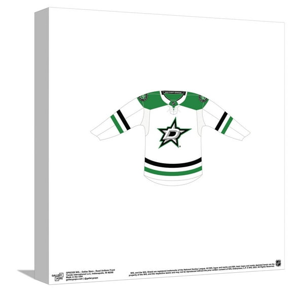Gallery Pops NHL - Dallas Stars - Road Uniform Front Canvas Wall Art, Unframed Version, 12" x 12"