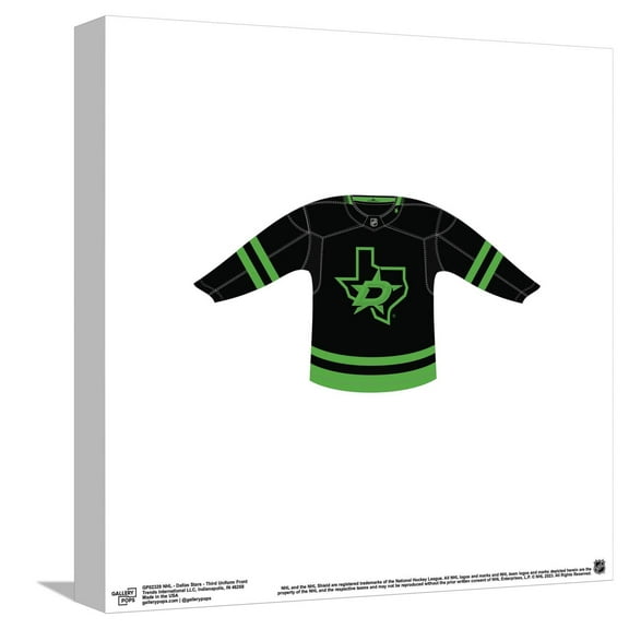 Gallery Pops NHL - Dallas Stars - Third Uniform Front Canvas Wall Art, Unframed Version, 12" x 12"