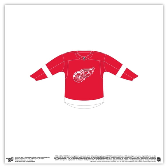 Gallery Pops NHL - Detroit Red Wings - Home Uniform Front Wall Art, Unframed Version, 12" x 12"