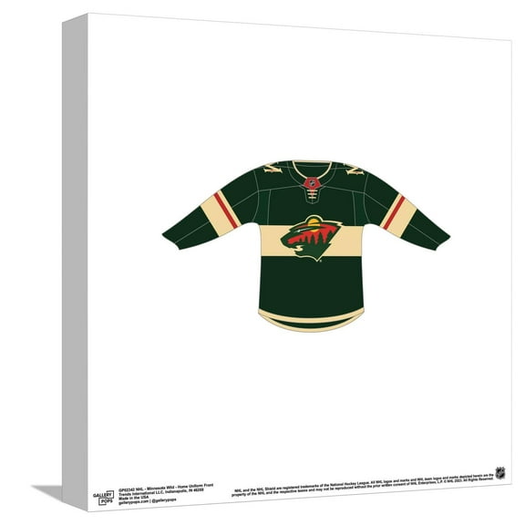 Gallery Pops NHL - Minnesota Wild - Home Uniform Front Canvas Wall Art, Unframed Version, 12" x 12"
