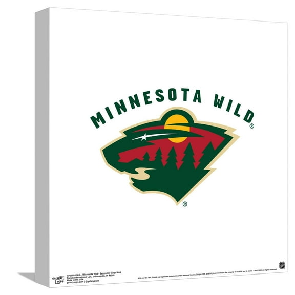Gallery Pops NHL Minnesota Wild - Secondary Logo Mark Canvas Wall Art, Unframed Version, 12" x 12"