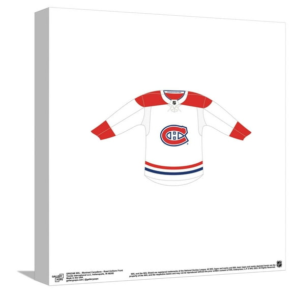 Gallery Pops NHL - Montreal Canadiens - Road Uniform Front Canvas Wall Art, Unframed Version, 12" x 12"
