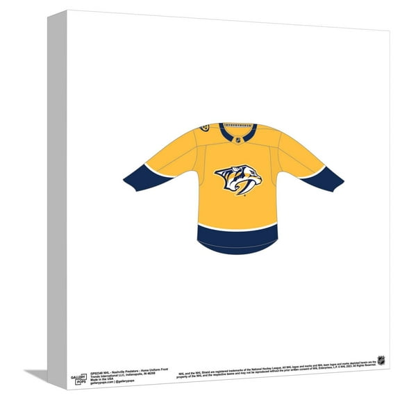 Gallery Pops NHL - Nashville Predators - Home Uniform Front Canvas Wall Art, Unframed Version, 12" x 12"