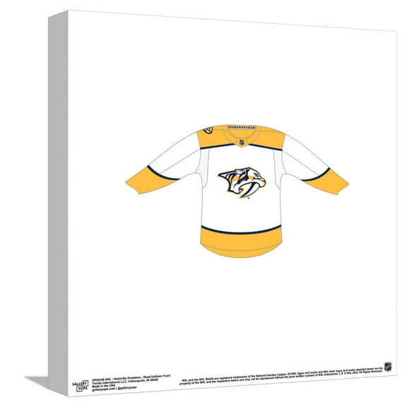 Gallery Pops NHL - Nashville Predators - Road Uniform Front Canvas Wall Art, Unframed Version, 12" x 12"