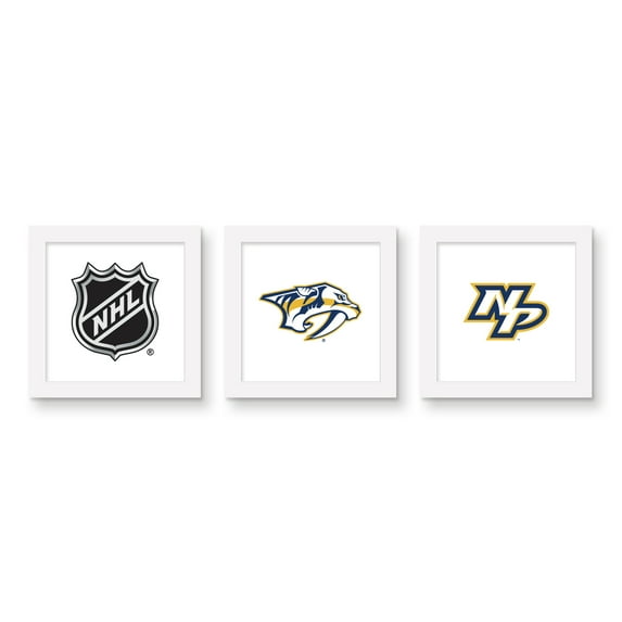 Gallery Pops NHL Nashville Predators - Team Wall Art Bundle (3-Pack), White Framed Version, 12" x 12"