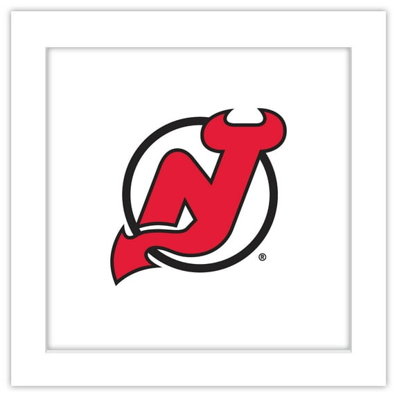 Gallery Pops NHL New Jersey Devils - Primary Logo Mark Wall Art, White Framed Version, 12" x 12"