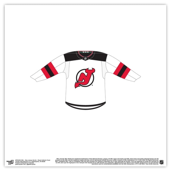 Gallery Pops NHL - New Jersey Devils - Road Uniform Front Wall Art, Unframed Version, 12" x 12"