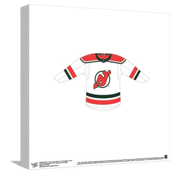 Gallery Pops NHL - New Jersey Devils - Third Uniform Front Canvas Wall Art, Unframed Version, 12" x 12"