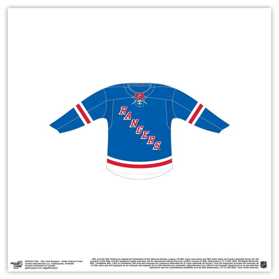 Gallery Pops NHL - New York Rangers - Home Uniform Front Wall Art, Unframed Version, 12" x 12"