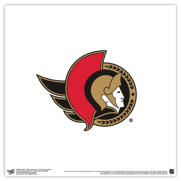 Gallery Pops NHL Ottawa Senators - Primary Logo Mark Wall Art, Unframed Version, 12" x 12"