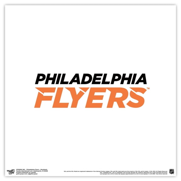Gallery Pops NHL Philadelphia Flyers - Wordmark Wall Art, Unframed Version, 12" x 12"