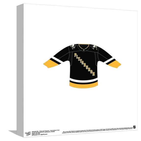 Gallery Pops NHL - Pittsburgh Penguins - Third Uniform Front Canvas Wall Art, Unframed Version, 12" x 12"