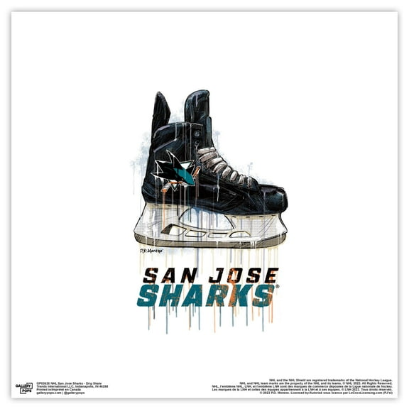 Gallery Pops NHL San Jose Sharks - Drip Skate Wall Art, Unframed Version, 12" x 12"