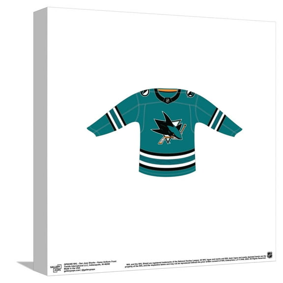 Gallery Pops NHL - San Jose Sharks - Home Uniform Front Canvas Wall Art, Unframed Version, 12" x 12"