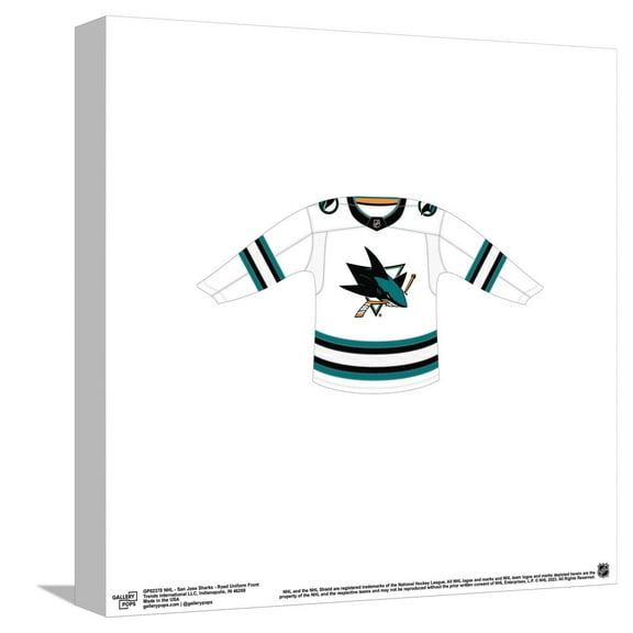 Gallery Pops NHL - San Jose Sharks - Road Uniform Front Canvas Wall Art, Unframed Version, 12" x 12"