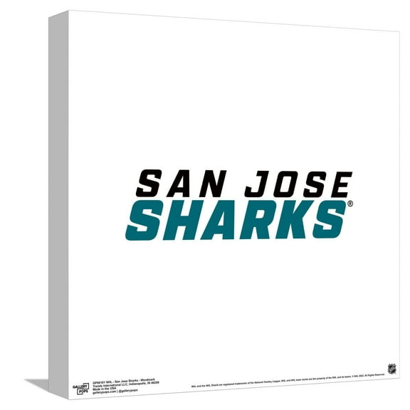 Gallery Pops NHL San Jose Sharks - Wordmark Canvas Wall Art, Unframed Version, 12" x 12"