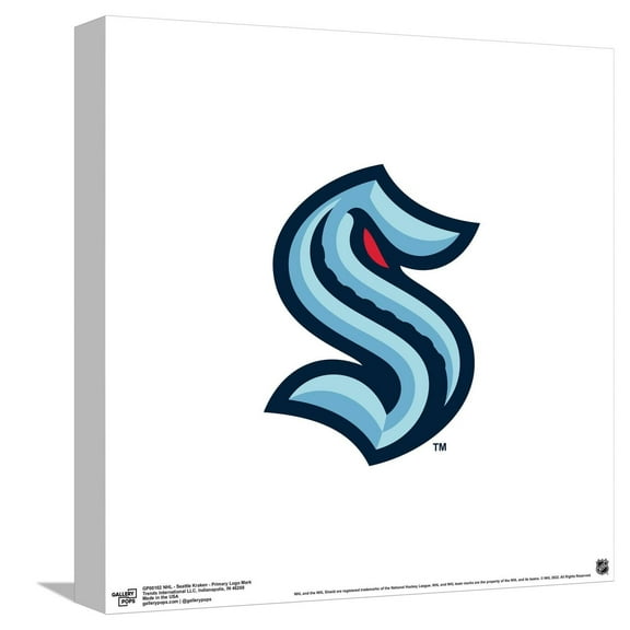 Gallery Pops NHL Seattle Kraken - Primary Logo Mark Canvas Wall Art, Unframed Version, 12" x 12"
