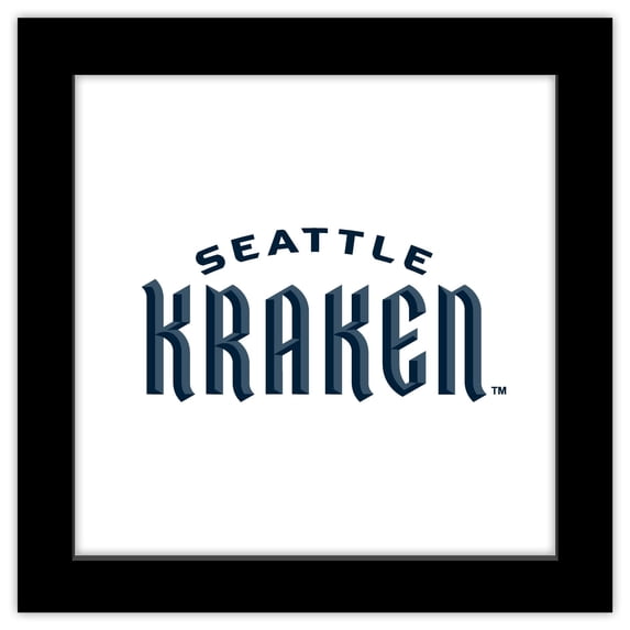Gallery Pops NHL Seattle Kraken - Wordmark Wall Art, Black Framed Version, 12" x 12"
