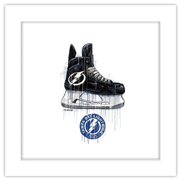 Gallery Pops NHL Tampa Bay Lightning - Drip Skate Wall Art, White Framed Version, 12" x 12"