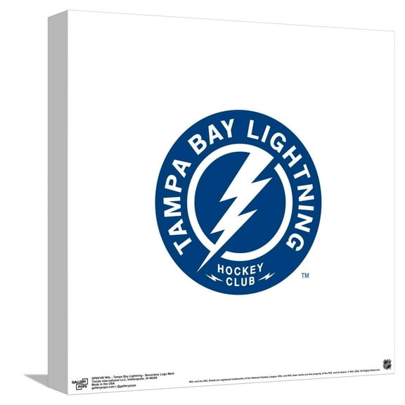 Gallery Pops NHL Tampa Bay Lightning - Secondary Logo Mark Canvas Wall Art, Unframed Version, 12" x 12"