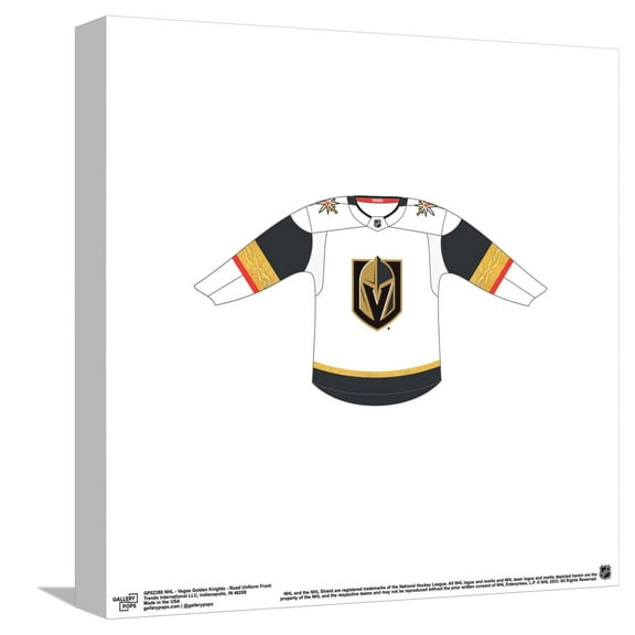 Gallery Pops NHL - Vegas Golden Knights - Road Uniform Front Canvas Wall Art, Unframed Version, 12" x 12"